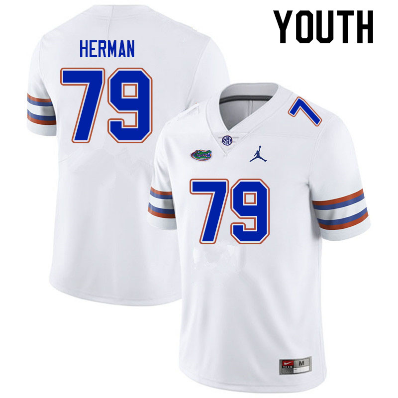 Youth #79 Jordan Herman Florida Gators College Football Jerseys Sale-White